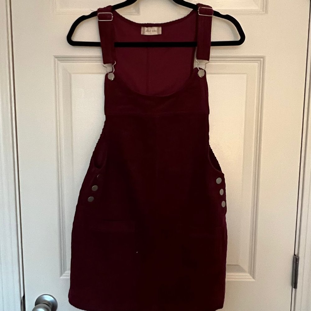 Maroon  Corduroy Jumper Dress